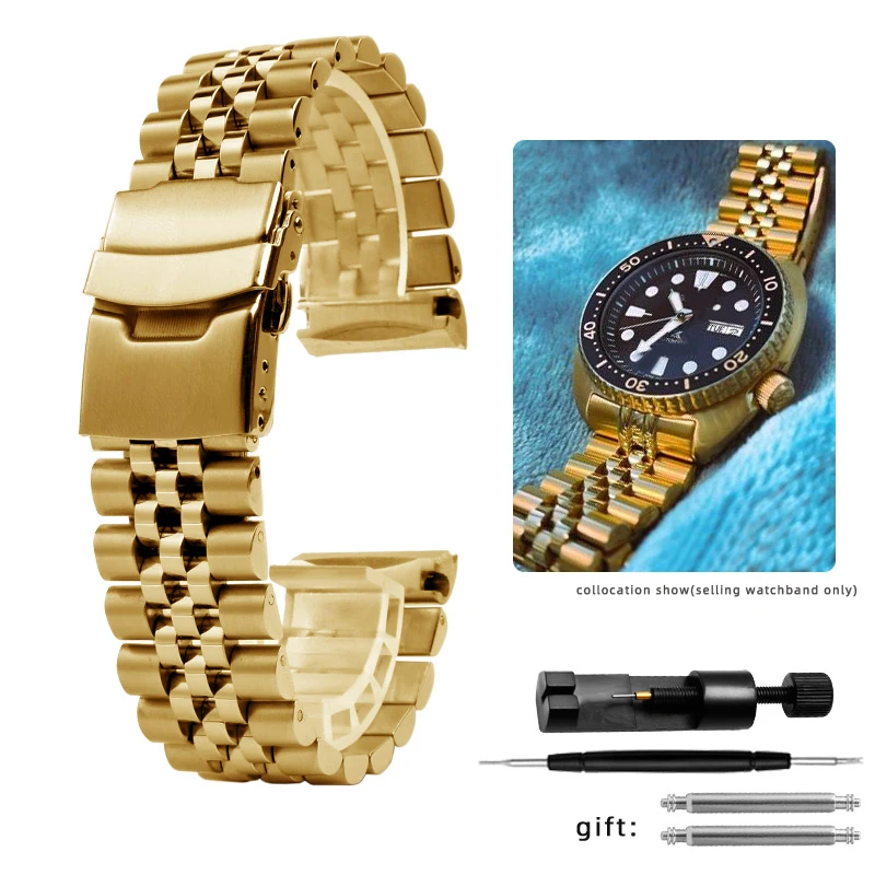 For Seiko Abalone Series Turtles Prospex SRPA21 SRP777 SRPC25 SRP773 SRP775 SRP779 Strap Stainless WatchBand golden racelet 22mm