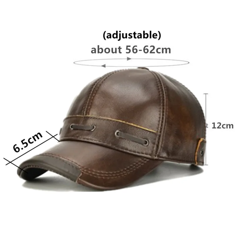 SILOQIN Snapback Cap Autumn Men\'s Genuine Leather Hat Cowhide Leather Baseball Caps Adjustable Size Men Personality Leather Cap