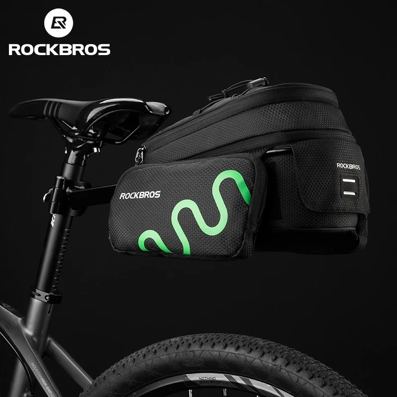 ROCKBROS Bike Rear Rack Bags Bicycle Rear Saddle Bag Bicycle Trunk Bag Back Seat Bag Reflective MTB Road Cycling Bags