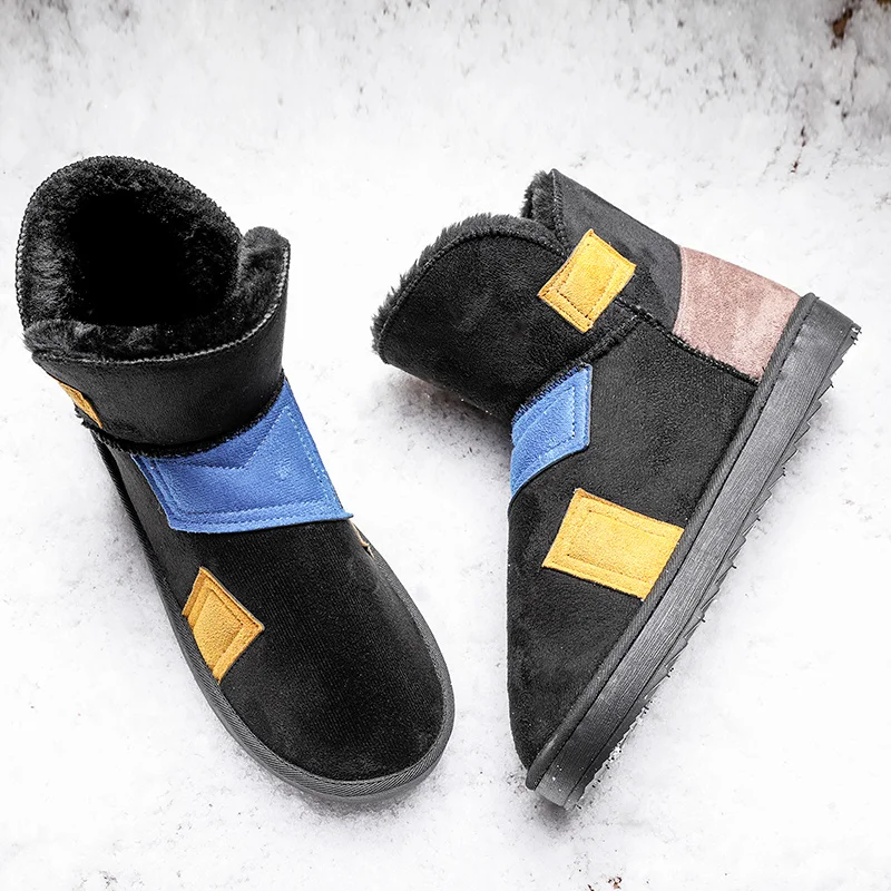 

Теплые зимние мужские ботильоны, Мужская Уличная кожаная обувь, зимняя повседневная обувь, мужские бархатные ботинки с высоким берцем для снега, мужская обувь