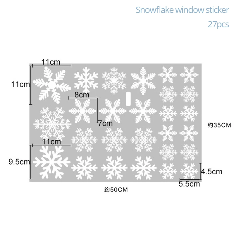 Calcomanías blancas de copos de nieve para ventana, pegatinas de pared de habitación para Navidad, Año Nuevo e invierno, adornos navideños para el