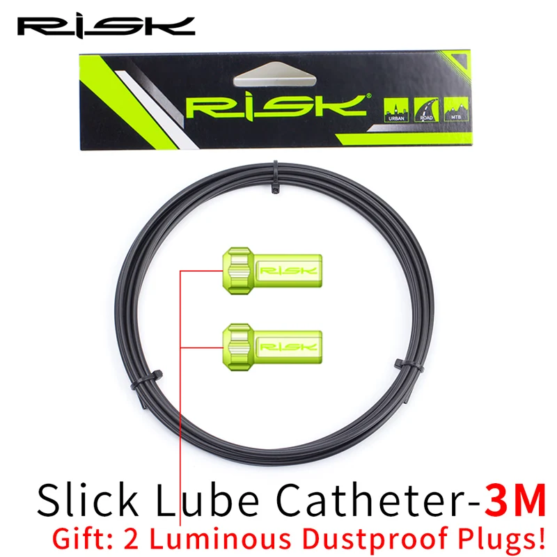 

RISK 3m Bicycle Brake Slick Lube Liner + 2 Dust Plug MTB Road Bike Shifting Cable Catheter Oil Tube Pipe Housing Inner Line Lube