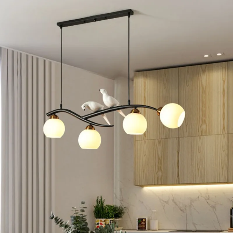 

Scandinavian black chandelier tree branch suspension bird lamp Creative design Modern living room Kitchen dinning chandeliers