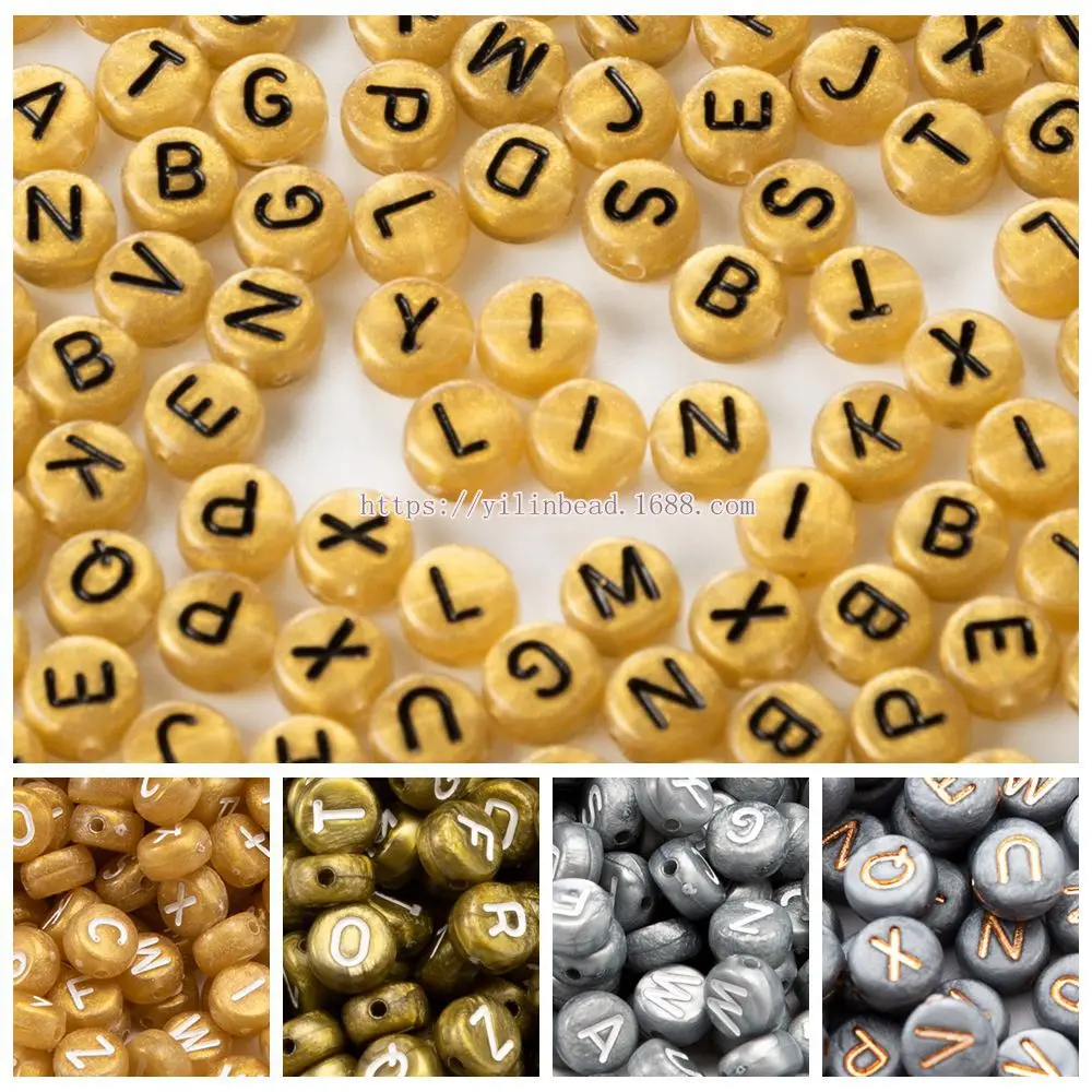 

3600pcs Classical Acrylic Letter Beads 4*7mm Flat Coin Round Plastic English Alpahbet Initial Bracelet Spacers Ornament DIY