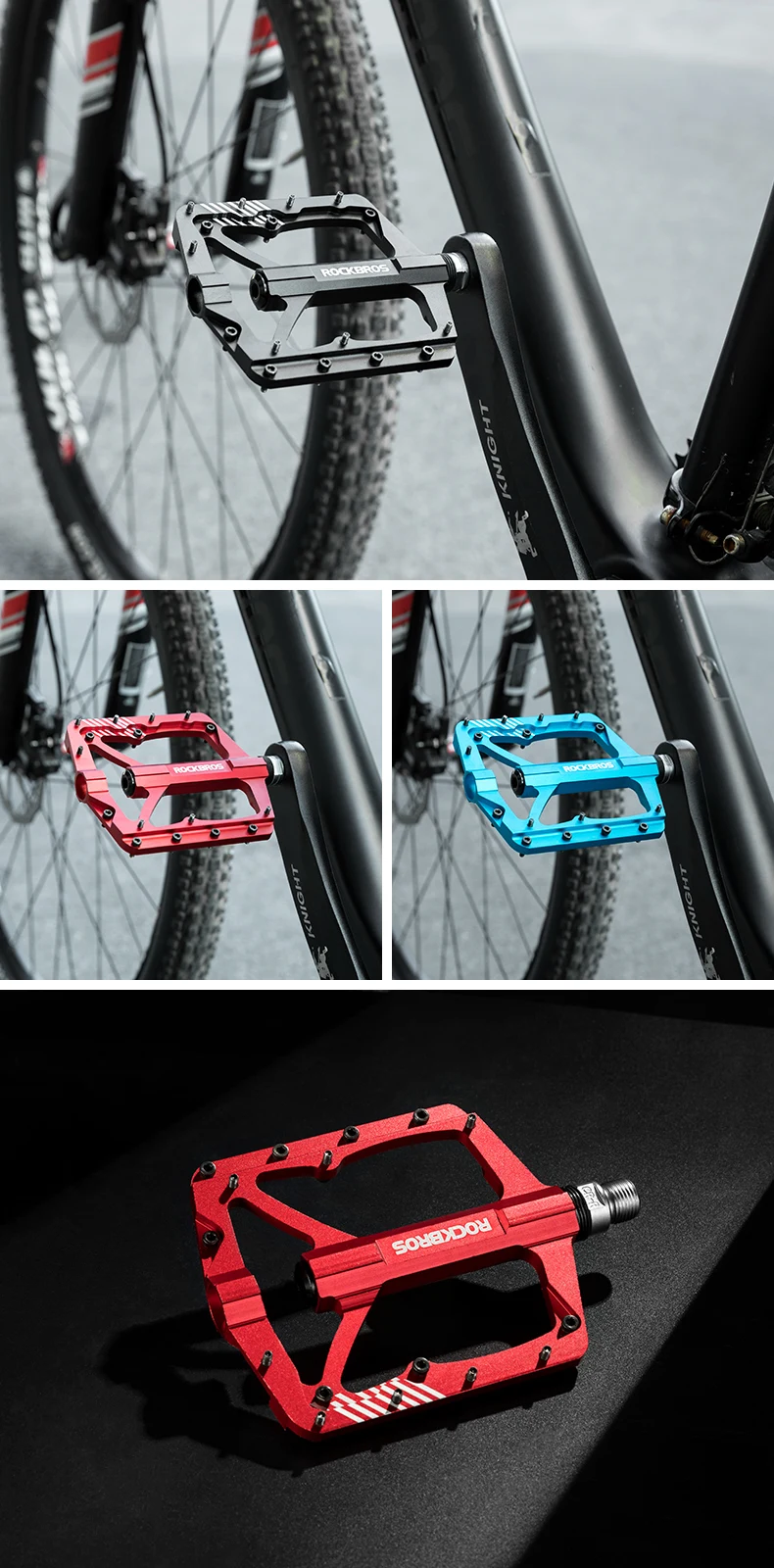 ROCKBROS Mountainbike Fahrrad Pedale Radfahren Ultraleicht Aluminium Legierung 4 Lager MTB Pedale Bicicleta Bike Pedale Flache BMX – Detail 17