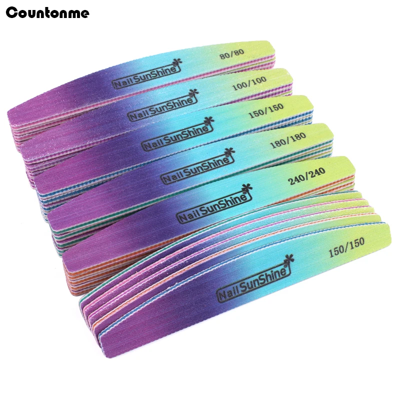 50Pcs/Lot Washable Sandpaper Nail File 80/100/150/240 Professional Sanding Buffer Supply Double Sided Buffing Nail Care Tools