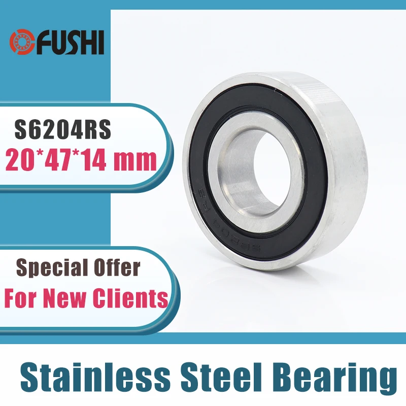 

5PCS S6204RS Bearing 20*47*14 mm ABEC-3 440C Stainless Steel S 6204RS Ball Bearings 6204 Stainless Steel Ball Bearing