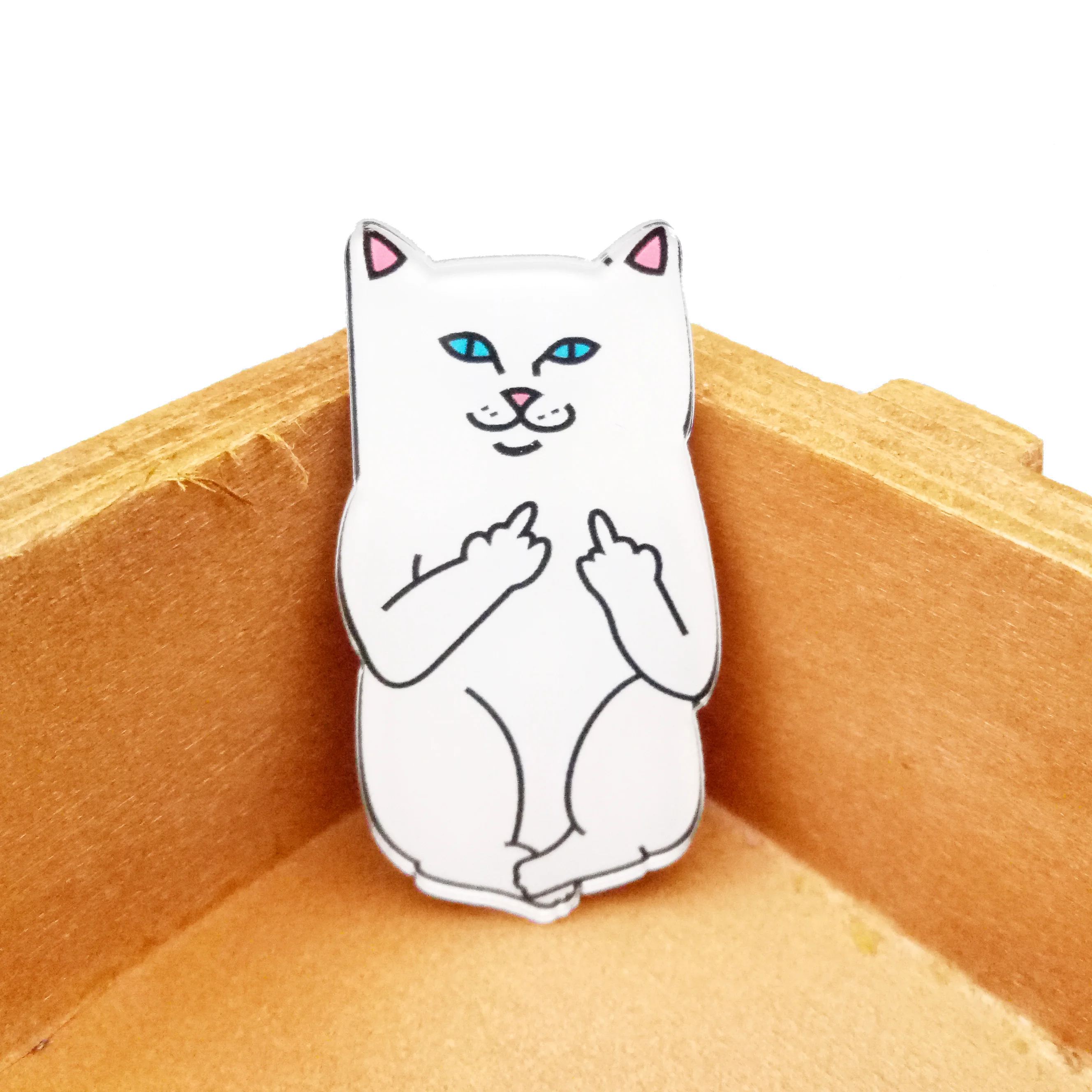 1 sztuk Cute Cartoon ułożone kot akrylowe broszka dla kobiet ubrania odznaka ikony na plecak broszki Pins zwierząt odznaki dla dzieci prezent dla