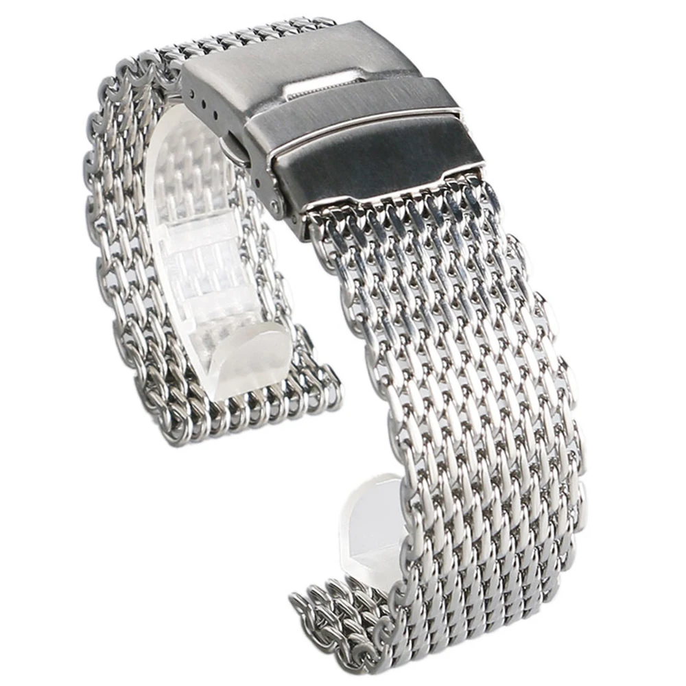 18/20/22/24mm Stainless Steel Milanese Shark Mesh Watches Band Strap Bracelet Replacement Wrist Bracelet