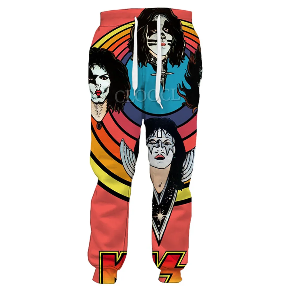 

HX Hip Hop Rock Metal Kiss Band Sweatpant 3D Print Trousers Men Women Pop Jogging Pants Streetwear Men Casual Pant