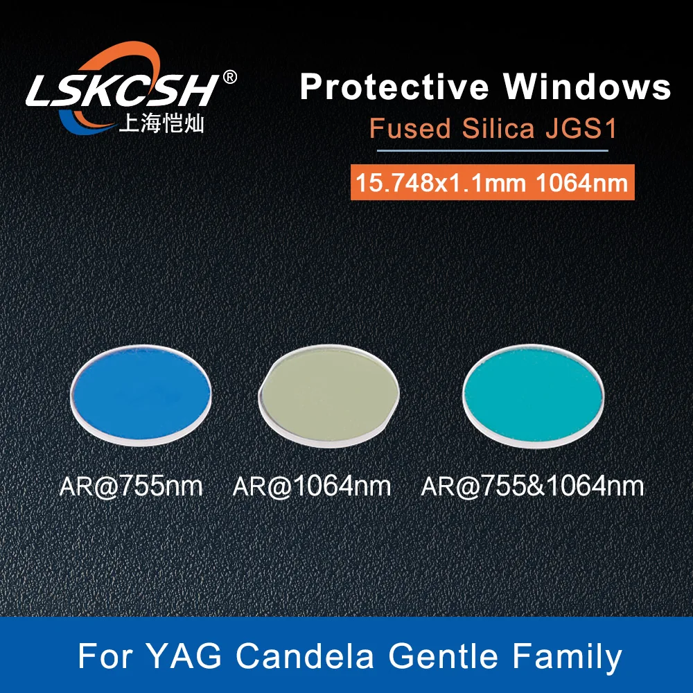 LSKCSH 100pcs/Lot YAG Laser Protective Windows Cover slides Mirrors  15.748x1.1mm 75/1064nm Fused Silica Quartz  Candela Gentle