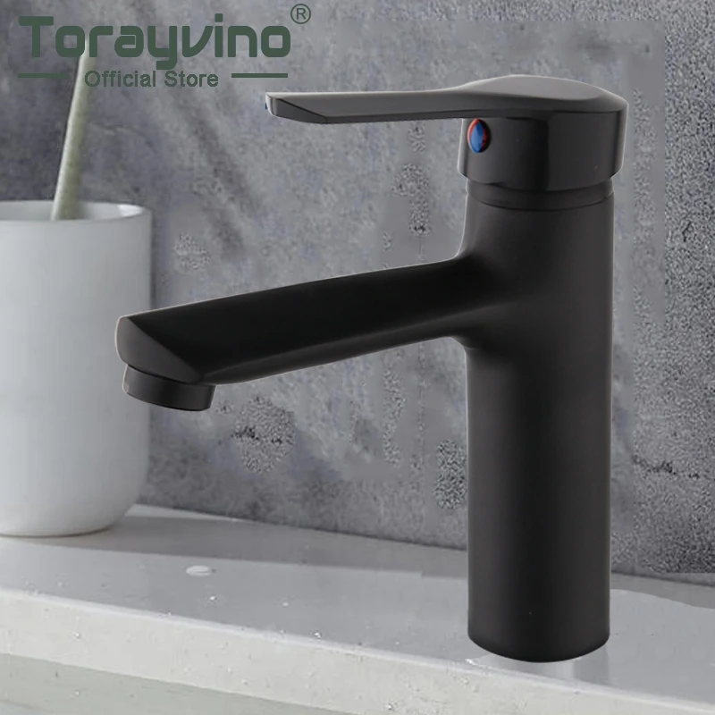 

Bathroom Faucet Torneira Matte Black Brass Short Basin Mixer Tap Deck Mounted Single Handle Hot Cold Water Taps Spray Faucets