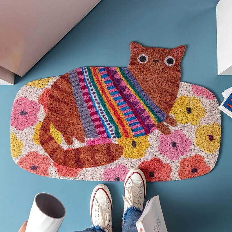 

Cute Animals Home Door Mat Freely Cutting Kitchen Bedroom Bath Hallway Entrance Doormat PVC Anti-slip Custom Living Room Carpet