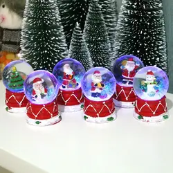 Decorative Snow Globe  with Colorful Lighting Mini Crystal Ball  3D Cartoon Christmas Ornaments