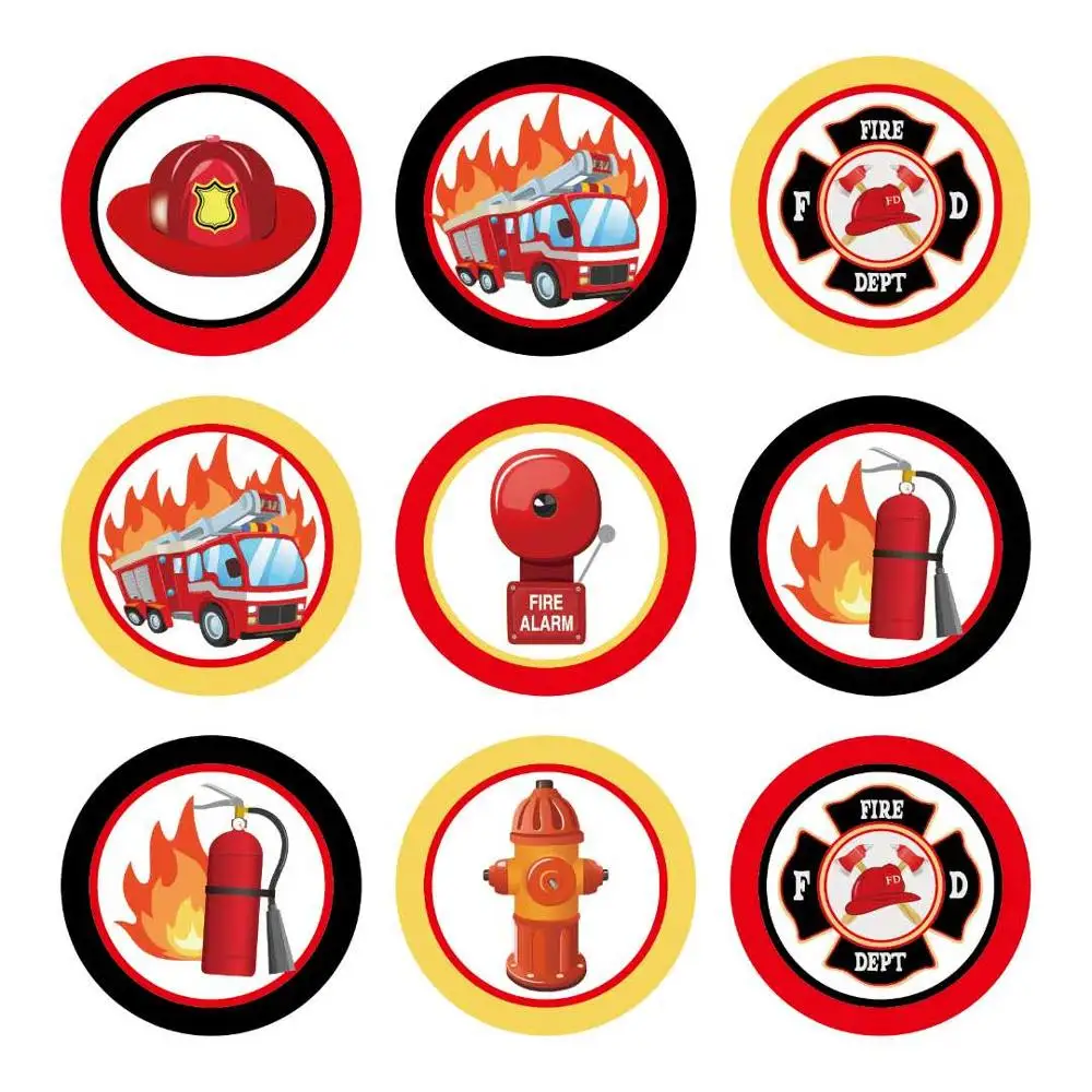 Fire Truck Candy Box With Stickers Paper Gift Candy Bag Fireman Theme Party Favors Kids Happy Birthday Baby Shower Decoration