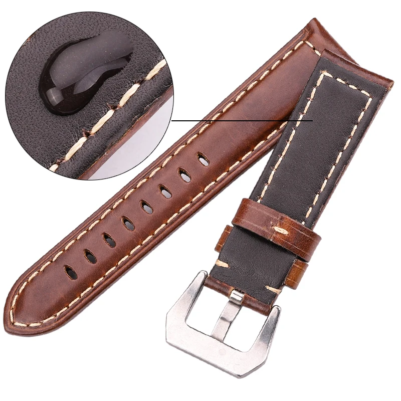 Genuine Leather Watchbadns 20mm 22mm 24mm Dark Brown Woemn Men Cowhide Watch Band Strap Watch Accessories