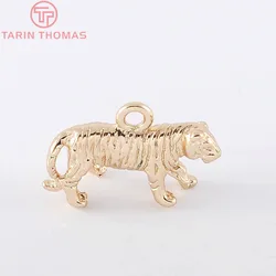 (538)6PCS 11x18MM 24K Champagne Gold Color Plated Brass Tiger Charms Pendants High Quality Diy Jewelry Accessories