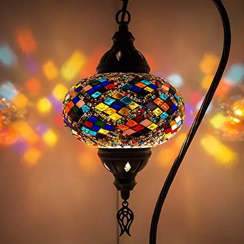 English Moroccan Mosaic Lamp Light, Turkish Lamp, handmade Mosaic Glass Swan Neck Table Lamp Tiffany Style Bohemian Colorful M