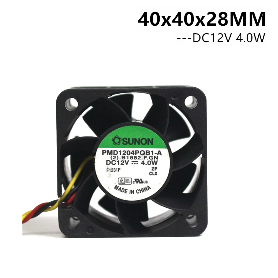 Sunon 4028 40x40x28mm 40mm Server Fan Dual Ball Bearing PMD1204PQB1-A 12V 4.0W Cooling Fan 3PIN