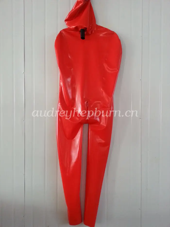 

New Pure Nature Latex Rubber Bodysuit Shackles Bound Catsuit Red Size XXS-XXL