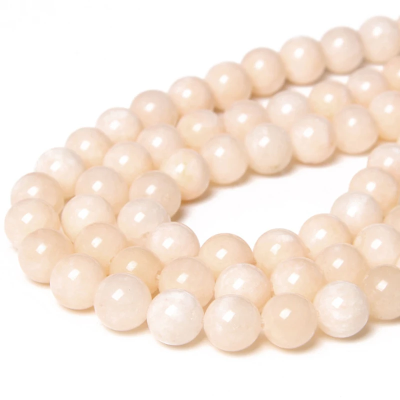 4 6 8 10mm Natural Beige Chalcedony stone  beads Angelite Round loose spacer Bead For Jewelry Making Bracelet Necklace 15 Inches