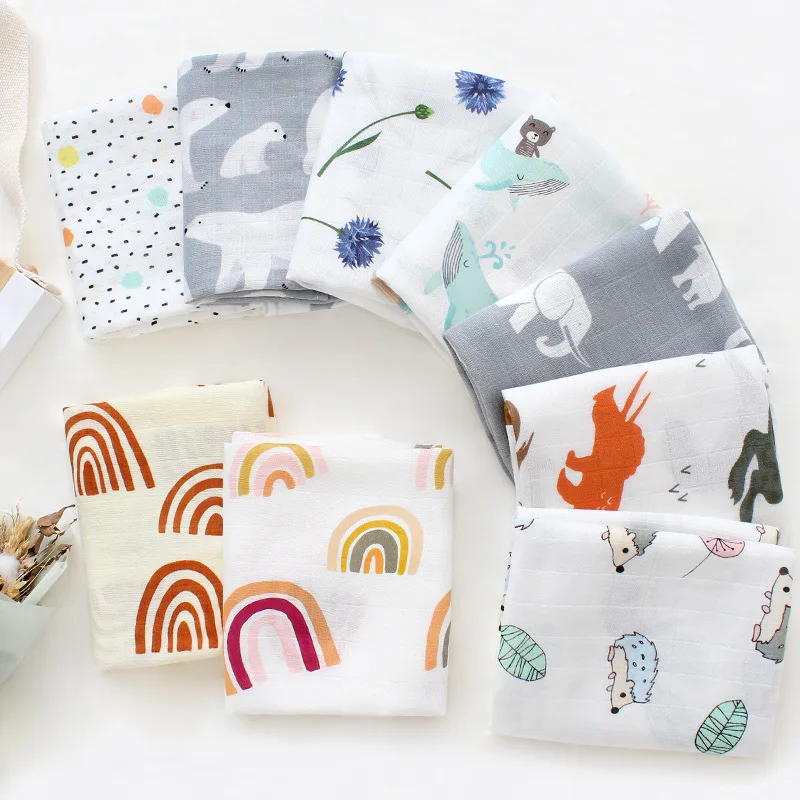 60X60cm Bamboo Baby Blankets Newborn Cotton Baby Blanket Muslin Swaddle Wrap Feeding Burp Cloth Towel Scarf Baby Stuff