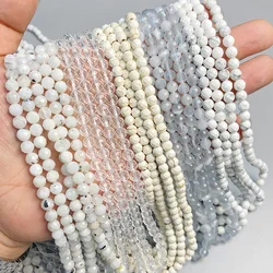 Faceted 6MM Natural Clear White Quartz Howlite Beads Loose Black Labradorite Pyrite Stone Spacer Charm Bead For Jewelry Making