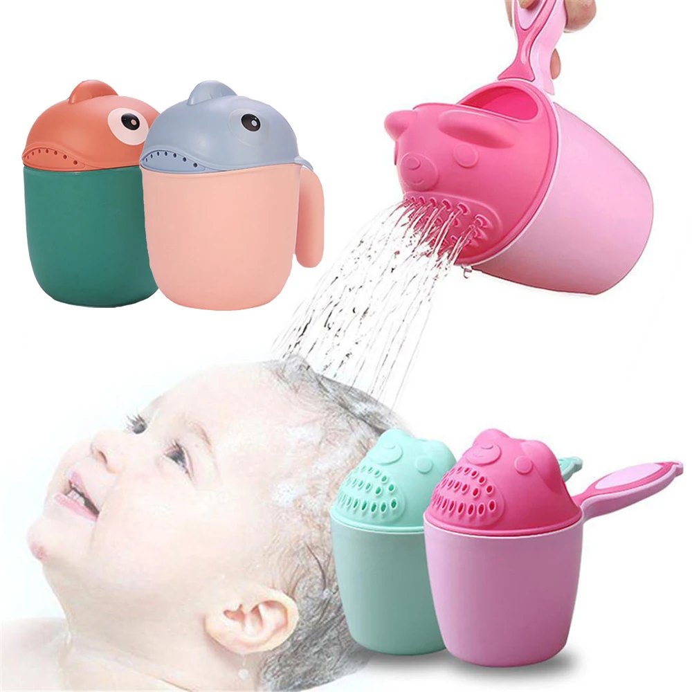 Baby Spoon Shower Bath Water Swimming Head Watering Bottle Cute Cartoon Shampoo Cup Kids Wash Hair Shampoo Cup Bath Product