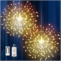 120/150/180/200LEDs Luzes de corda de fogos de artifício de Natal Explosão ao ar livre Estrela Luzes de jardim de fadas para decoração de festa de guirlanda de casamento