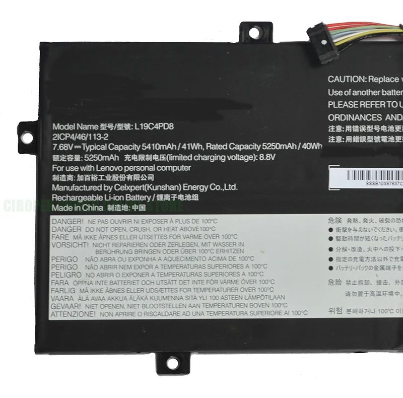 Laptop Battery L19C4PD8 L19M4PD8 SB10X87836 SB10X87837 SB10X87838 SB10X87839 41Wh For Yoga Duet 7-13IML05 2-in-1 IML  2020 2021