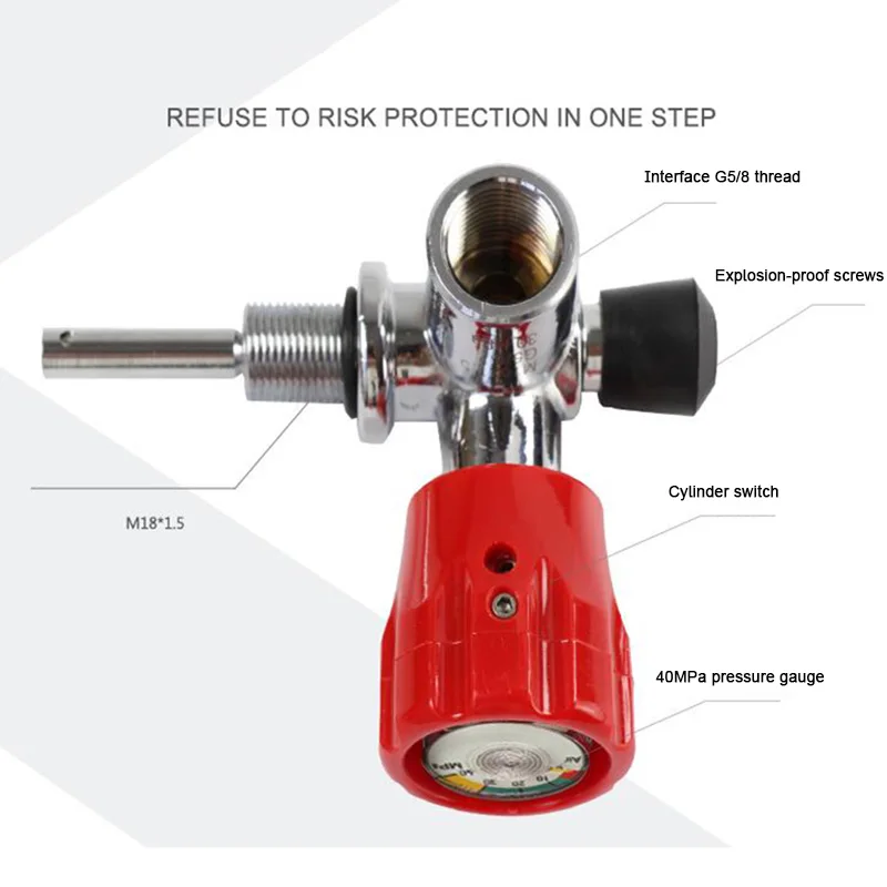 Hochdruck 30MPA Sauerstoff Tank Ventil Explosion-proof Carbon Gas Zylinder Ventil w/Gauge Atemschutz Ventil M18 * 1,5 G5/8