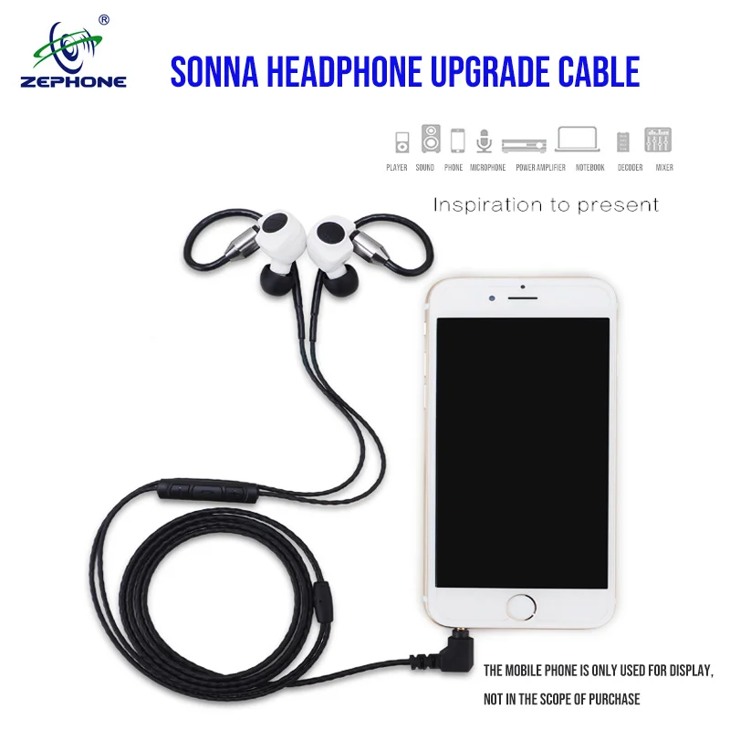 Zephone Sonna Headphone Upgrade Cable, high Purity Copper Gold Plating Im04ie80ls200se846mmcx Single Core 28AWG Customisable Pin