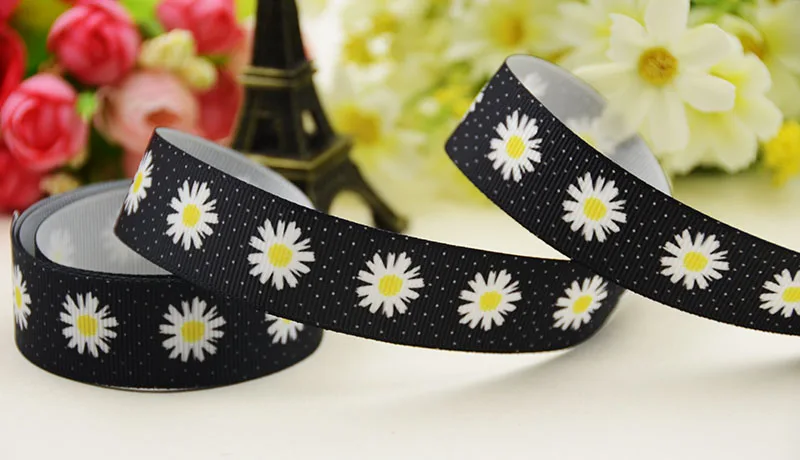 22mm 25mm 38mm 75mm Flower cartoon printed Grosgrain Ribbon party decoration 10 Yards X-04725