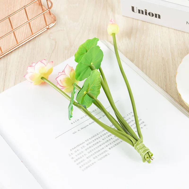 27cm Lange Lotus Gemischt Farbe Künstliche Blume Lebensechte Wasser Lilie Micro Landschaft für Hochzeit Teich Garten Gefälschte Pflanzen Decor – Detail 6