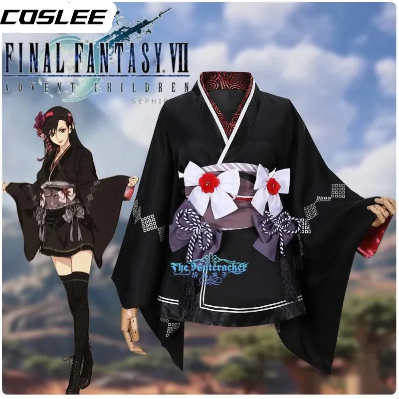 

COSLEE Game Final Fantasy VII FF7 Tifa Lockhart Kimono Dress Cosplay costume Halloween Cosplay for Women custom made