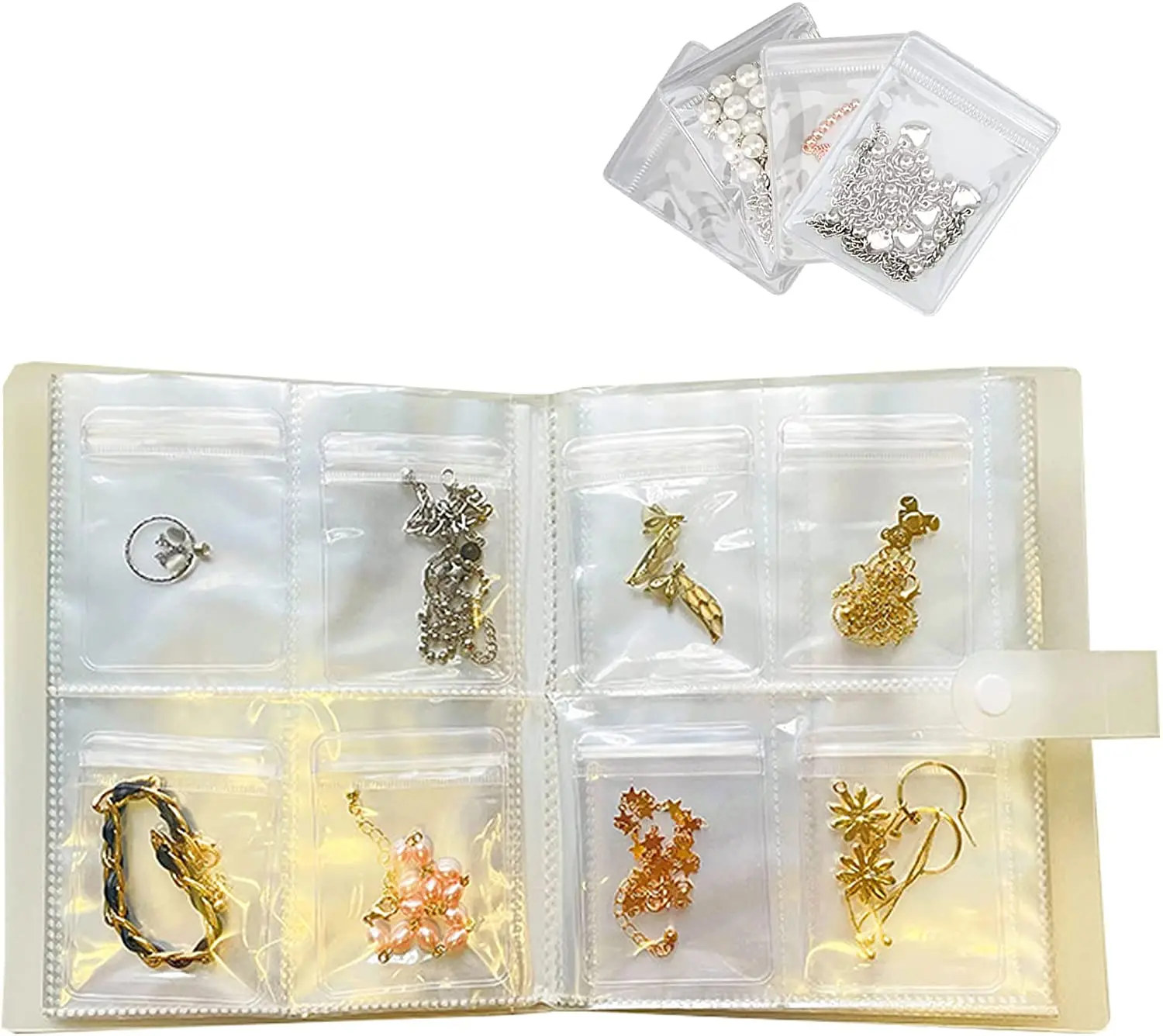 Transparent Jewelry Storage Collect Book Jewelry Travel Organizer PVC Loose-leaf Anti Oxidation Storage Bag with Pockets