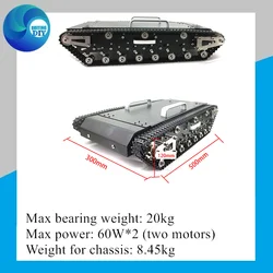 Stainless Steel Big Load Tank Car Chassis RC Large Size Tracked Shock Absorption Metal Track Ready-to-go WT-500 Fighting Robot