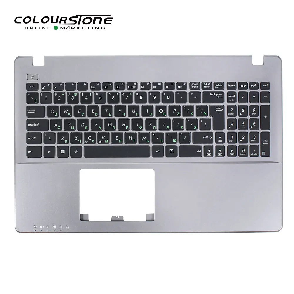 Ru Keyboard Laptop untuk ASUS X550 X550C X550CA X550J X550L X550LA X550LD X550LN dengan Penutup Cangkang C Keyboard Penutup Abu-abu Perak