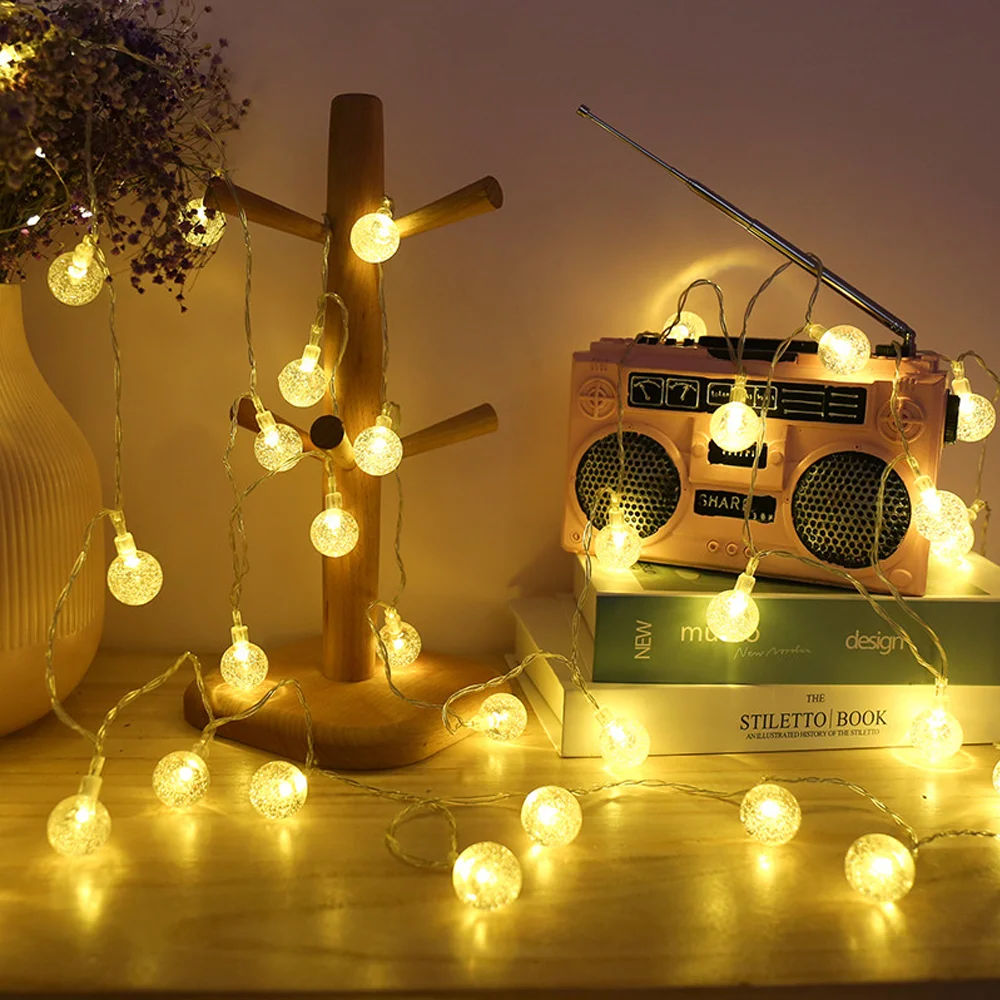 3M 6M 11M Crystal ball LED String Fairy Lights USB/Battery Powered Waterproof Holiday Garland Lights For Outdoor Christmas