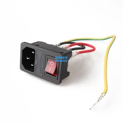 6PCS LZ-14-F3W IEC AC Power Socket C14 Type with Fuse with Rocker Switches with three Cables three-in-one Card Socket