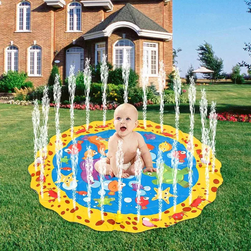 100/170cm Children Play Water Mat Outdoor Game Toy Lawn For Children Summer Pool Kids Games Fun Spray Water Cushion Mat Toys