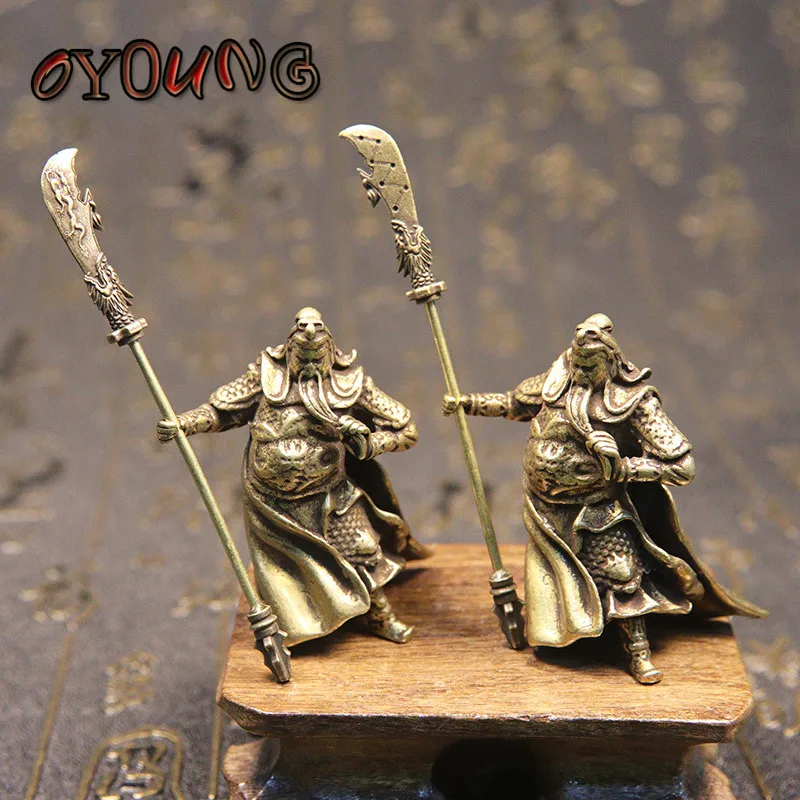 Pure Copper Chinese Feng Shui Guan Gong Statue God of War Antique Sculpture Home Decoration Feng Shui Ornament Desk Decor Craft