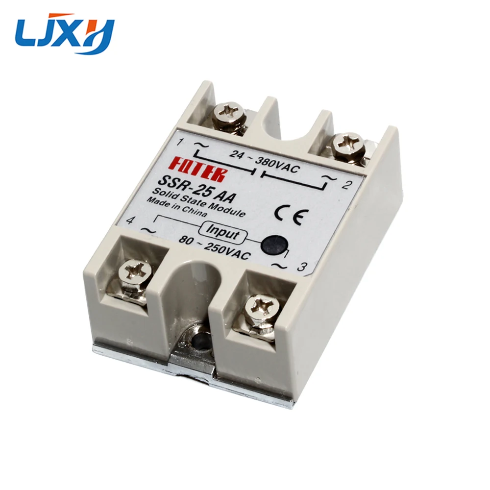 LJXH Single Phase SSR Solid State Module Relay AC-AC 10A 25A 40A 75A 100A Actually Voltage 80~250V AC to 24~380V AC Load Voltage