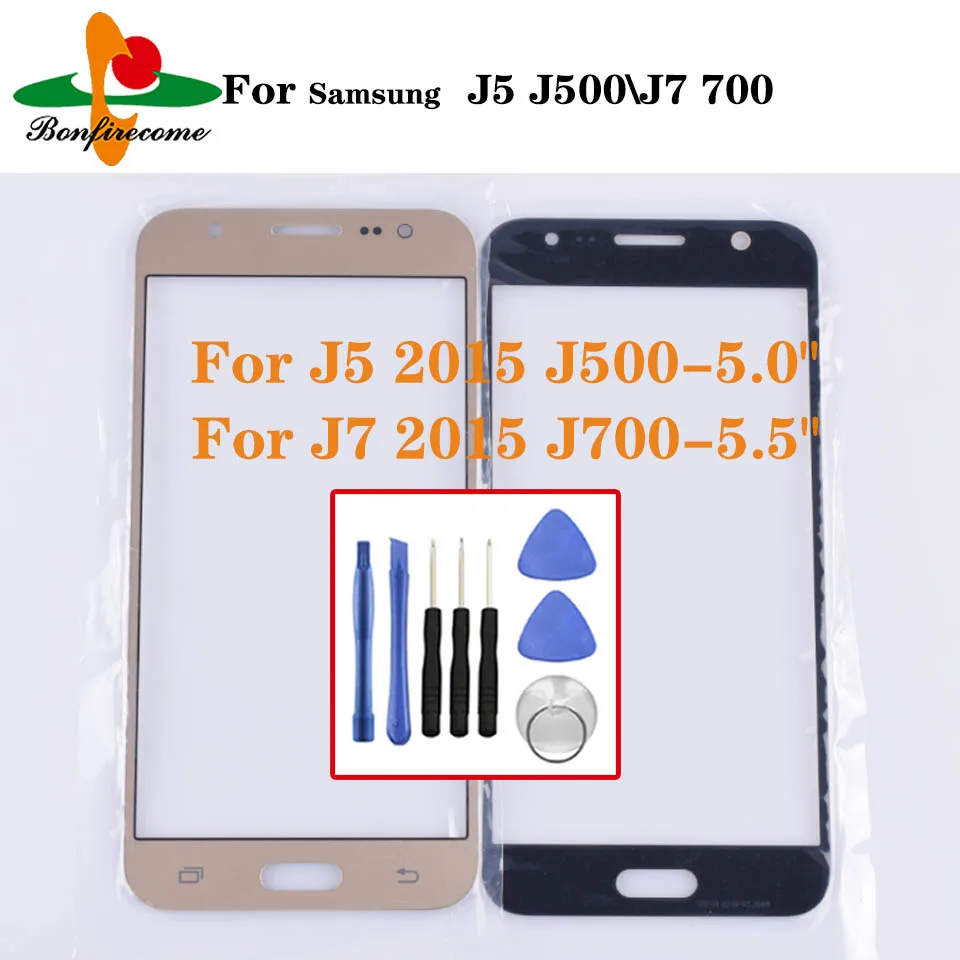 For Samsung Galaxy J5 2015 J500 J500H Front Touch screen Panel LCD Out Glass Cover Lens For Galaxy J7 2015 J700 SM-J700F J700H