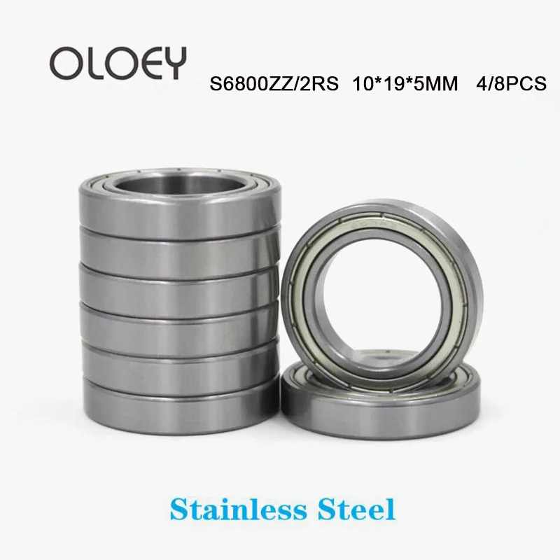 

Bearings S6800ZZ 2RS 4/8PCS Stainless Steel Rings Deep Balls Bearing 10*19*5mm S6800 With Corrosion Resistance And High Quality