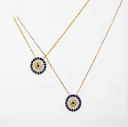 promotion New 925 sterling silver blue gold clear cz evil eye disco choker necklace