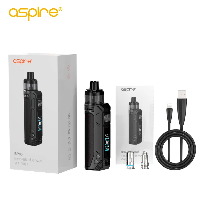 

Aspire Vape BP80 Kit Pod Mod Electronic Cigarette System Ecig Built-in Battery 2500mAh Adjustable Wattage 80W E-cigarette Set