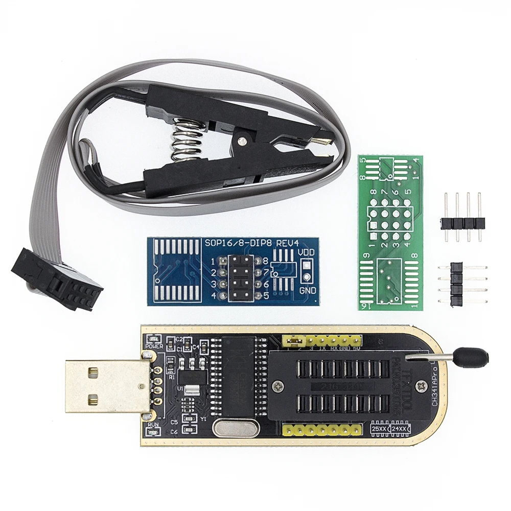 CH341A Programmer EEPROM BIOS 24 25 Series USB Interface Module for SOIC8 SOP8 Test Clip for EEPROM 93CXX 25CXX 24CXX