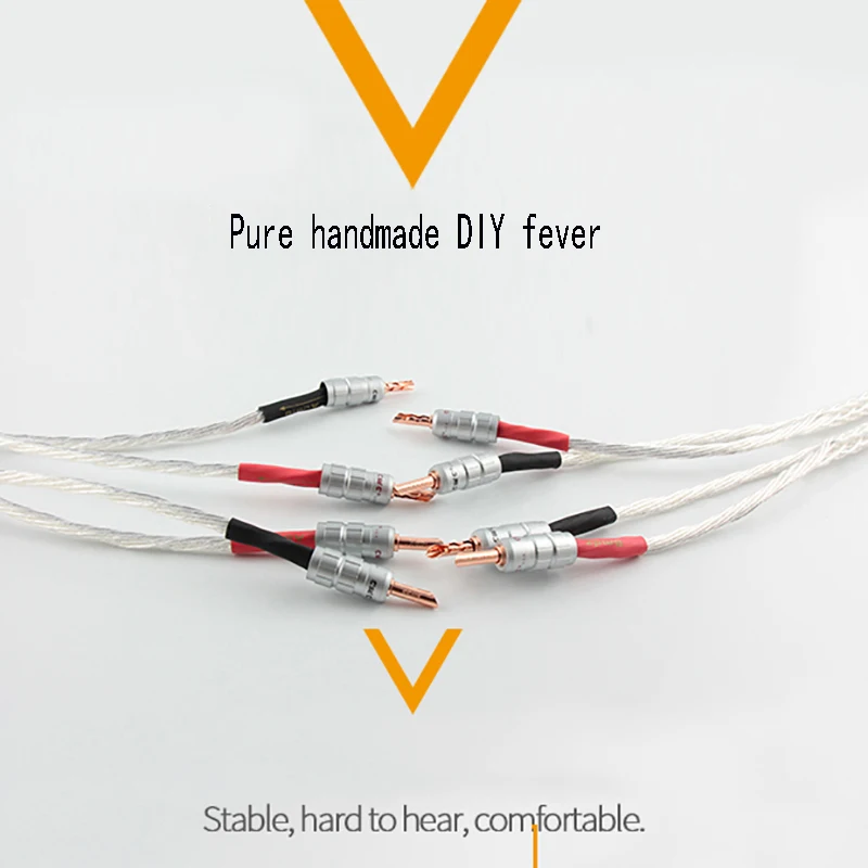 High-end 8AG 8N single crystal silver signal line HIFI amplifier speaker cable Y Banana plug audio line