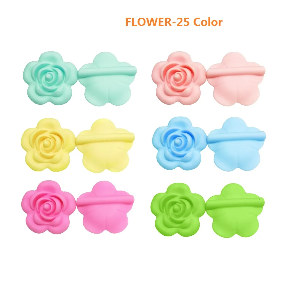 Joepada 1Pc Baby Teether Rose Flower Baby Teething Beads BPA Free DIY Baby Teething Pacifier Chain Oral Care Toy Silicone Beads